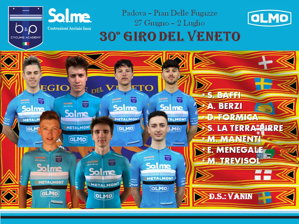 bepcyclingteam's tweet photo. I 7 #SolmeOlmo per il #girodelveneto Under 23 e Elite.

Partenza domani dal Velodromo Monti di Padova col cronoprologo e arrivo dopo 5 tappe a #PianDelleFugazze sabato

#socialteam #ciclismo #cycling #ciclismosustrada #roadcycling #Veneto https://t.co/1lrsZGF4LL