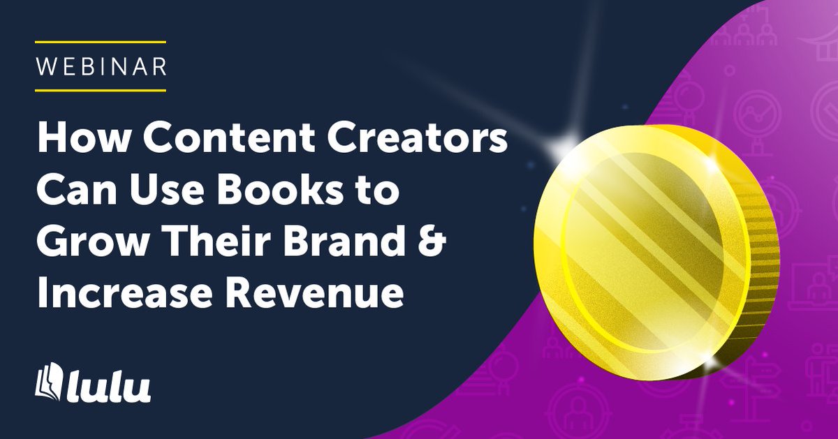 Luludotcom's tweet photo. If you're regularly creating content, chances are you have everything you need to make a great book! Join Team Lulu Thursday, June 30th at 12:00 PM EST for a webinar on how a book can help you grow your audience and brand:  https://t.co/mF9VVbQeSA https://t.co/DqtpdL4K1l