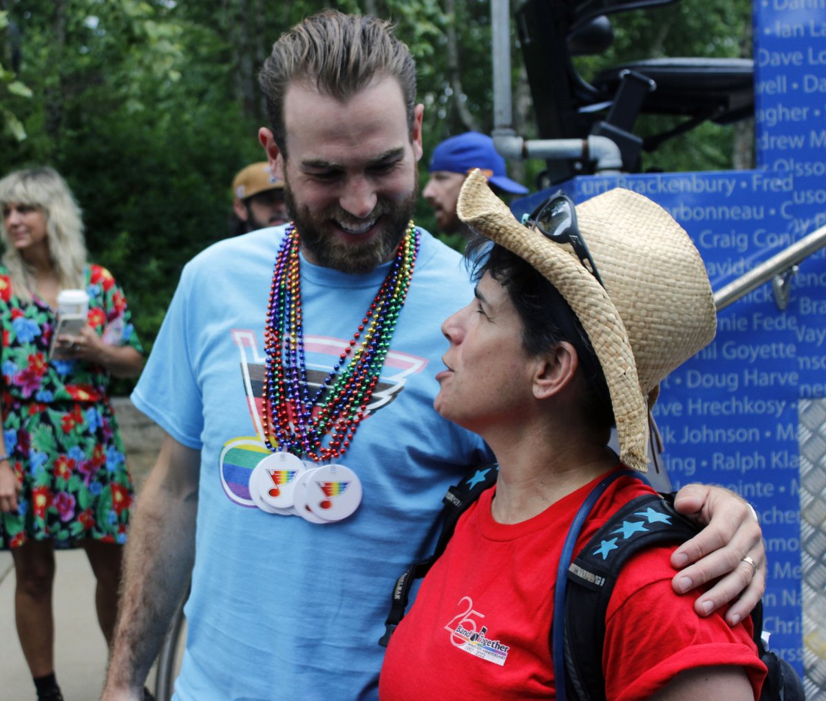 StLouisBlues's tweet photo. Members of the Blues organization - including captain Ryan O'Reilly and President/CEO @CZimmerman9 - took part in today's @pridestl Grand Pride Parade! 🏳️‍🌈 https://t.co/6lgmzmB4QR