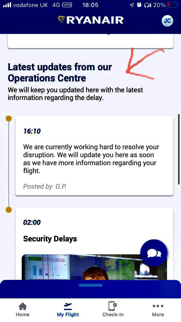 JoshClapham's tweet photo. @Ryanair your app gave me wrong info and my flight took off without me - delayed FR507 - app saying rescheduling to 1720 and gate 25 and it will keep me updated. In reality it took off before 5PM from gate 26 with no app updates. Virtual chat down after 1hr+ que. Plz advise https://t.co/LwObEboW1H