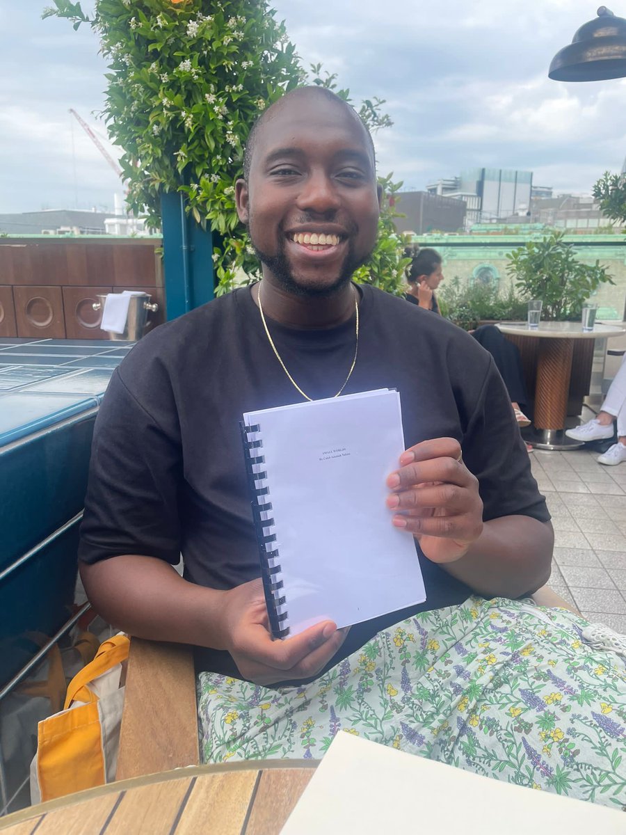 Final manuscript handed in - my new novel, SMALL WORLDS will be out May 2023 💙A novel about first love, family and community, &amp; building the world anew to house our beauty and freedom. And of course, music/set in SE London 💙 - Pre-order now: linktr.ee/CalebAzumahNel…