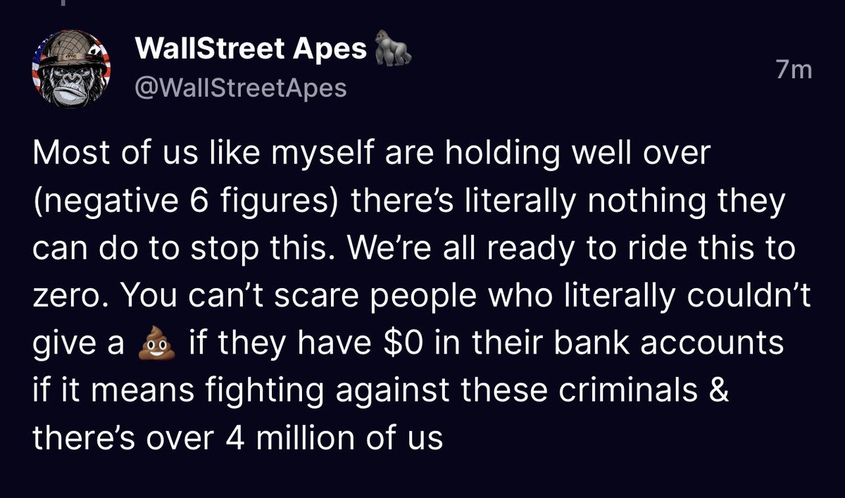 WallStreetApes's tweet image. APES ARE UNSTOPPABLE!! We sometimes let these criminal dampen our spirits but you know what WE ARE THE #APEARMY &amp;amp; #APESNEVERLEAVING 🚀 GET RICH OR DIE BUYIN YOU ELITE MOTHER F*CKERS!!! $1K PER SHARE AINT SHIT!!! #AMC20K #AMC100K #KenGriffinLied 🖕🖕🖕🖕🖕🖕 $AMC #AMC #MOASS