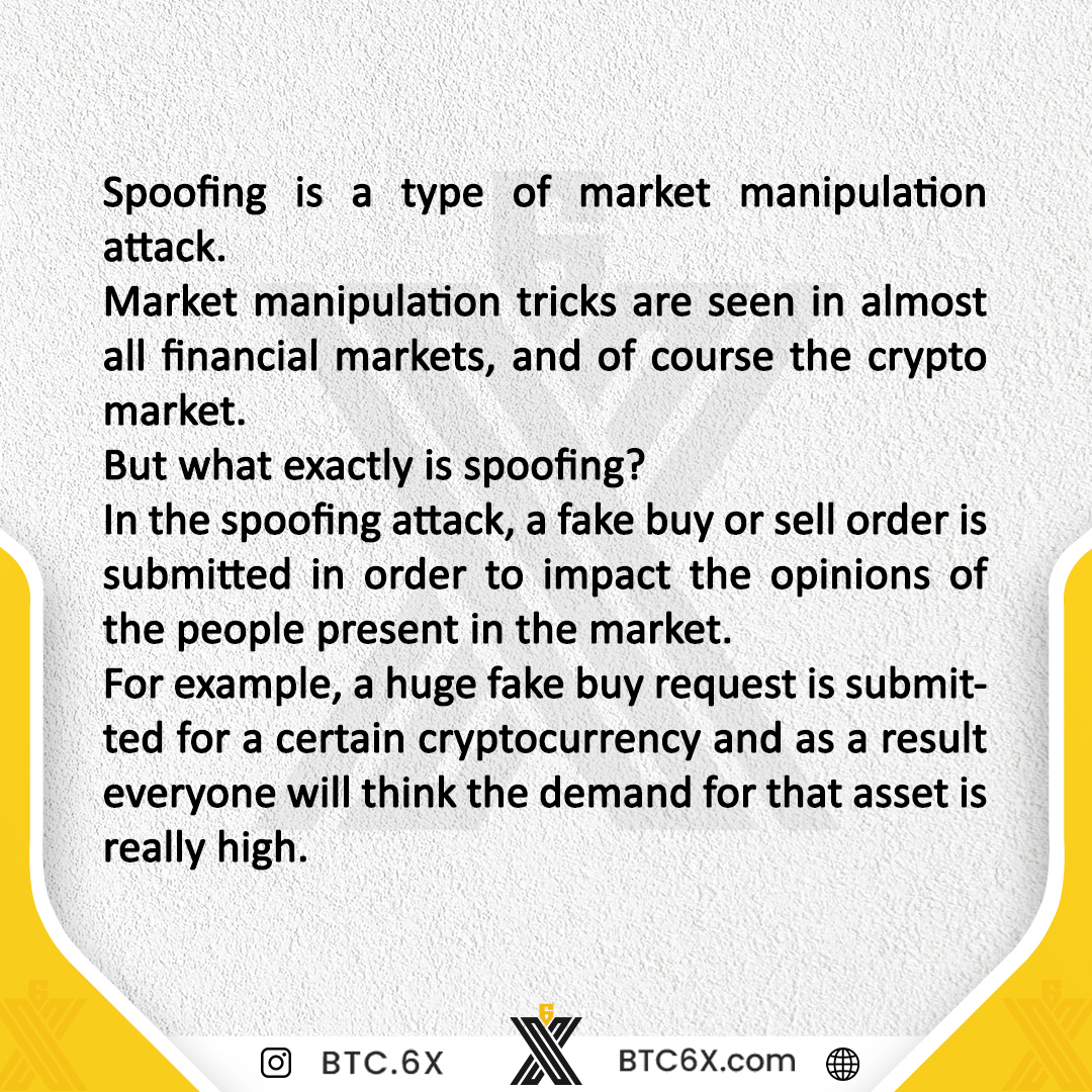 PurcowExchange's tweet image. #SPOOFINGATTACK.
Spoofing is a type of market manipulation attack. Market manipulation tricks are seen in almost all financial markets and of course the #crypto market. But what exactly is spoofing? In the spoofing attack, a fake buy or sell order is submitted in order