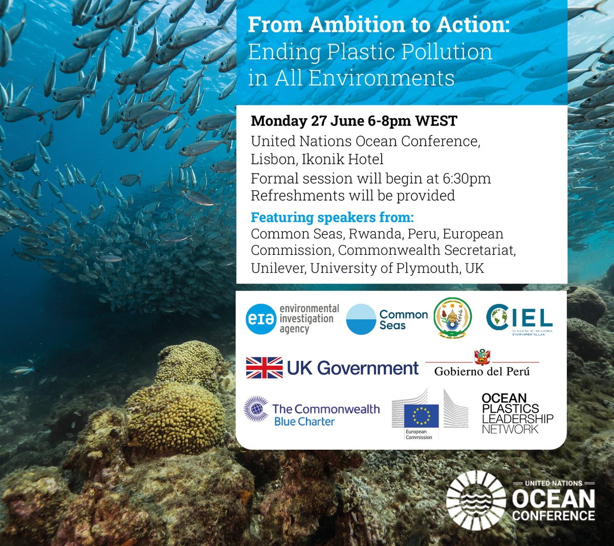 TOMORROW: We are proud to be joining <a href="/EIA_News/">Environmental Investigation Agency</a>, <a href="/CommonSeas/">Common Seas</a> and more for this important talk on turning ambition into action for ending plastic pollution.

Check back in with OPLN media pages at 1:30 EST (6:30 WEST) for the event livestream: lnkd.in/gZid9vQF