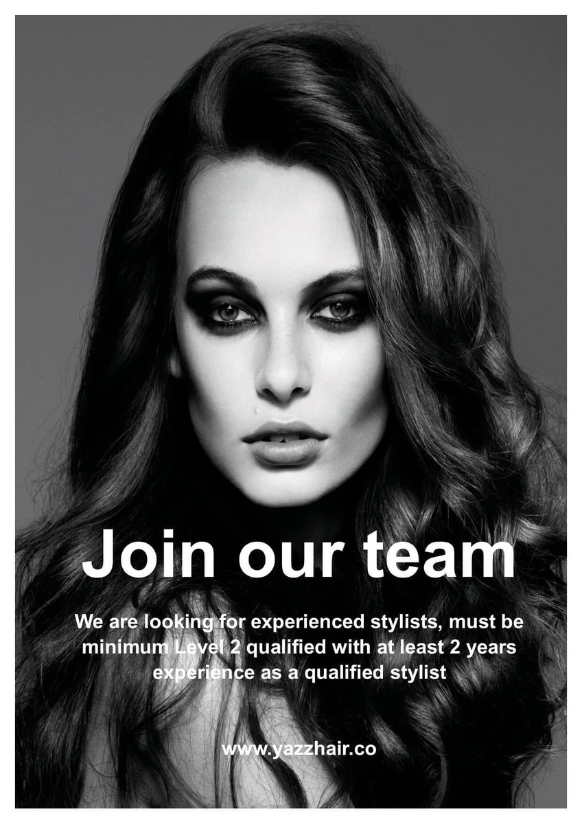 YazzHair's tweet photo. Join our Team of Stylists.  If you would like to join our team we would like to hear from you. Please email your cv to yazzhair@live.co.uk and we will be in touch.
#hairstylists #ApplyNow #yazzhair #rawdon #guiseley #leeds https://t.co/pp1wWKlHXR