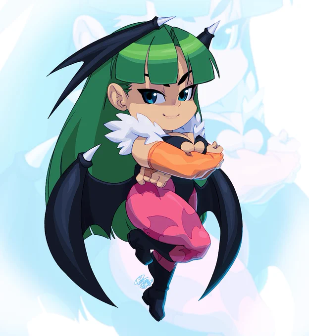 the best thing about #CapcomFightingCollection is chibi morrigan 