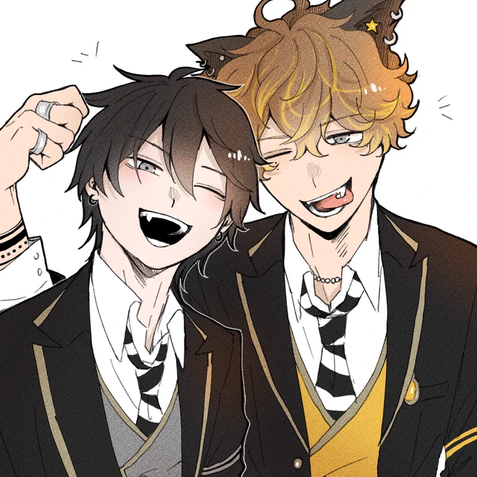 ⚠︎ #twst創作生徒 しかいません

ヒトデ先輩と顔有監♂の髪型の雰囲気をチェンジしてみた 