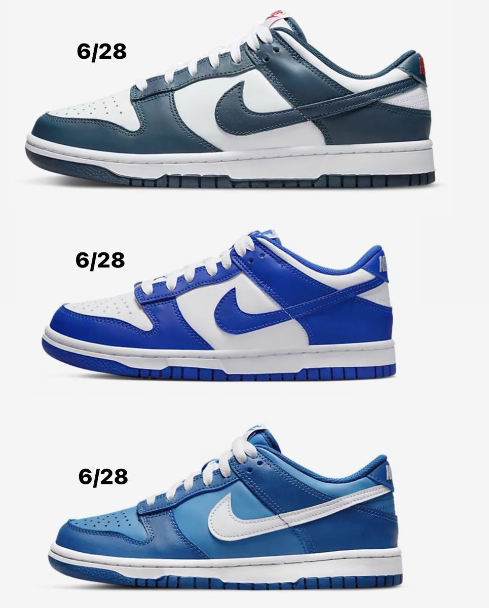 thesnkrsleaker's tweet photo. Dunk Lows dropping this week on Nike app 💙⚪️🔥 https://t.co/jcqaCCQ6Wk