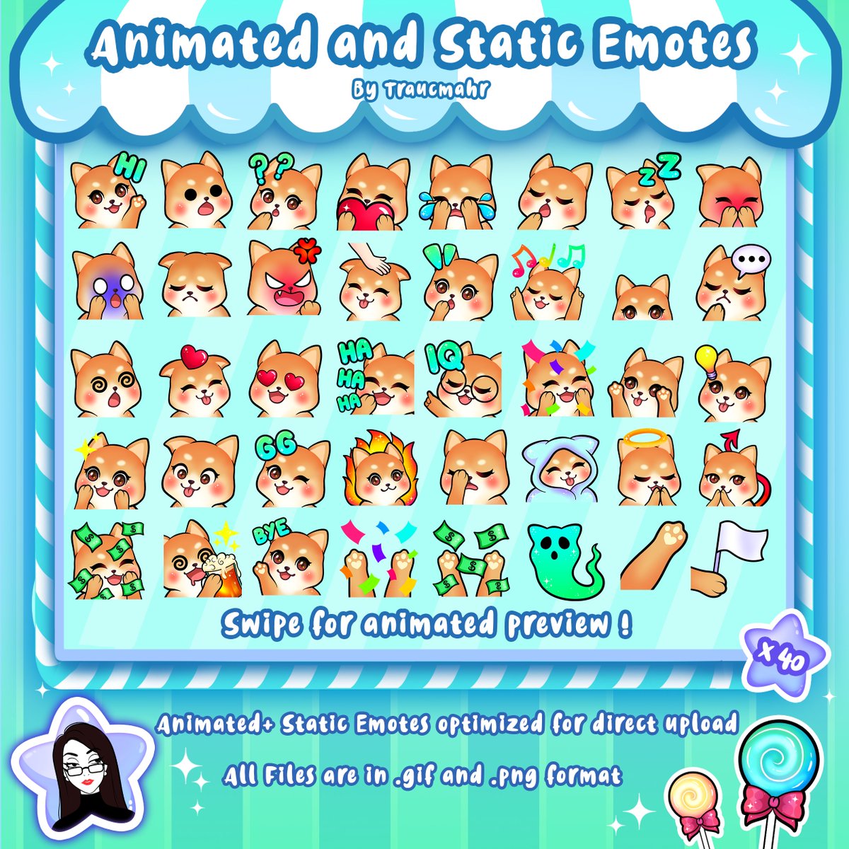 TraucmahrDesign's tweet photo. This cute little Shiba is available in a pack of 40 static and animated emotes! ✨

https://t.co/o7fJn3mSPT

#emoteartist #TwitchEmoteArtist #twitchemotes https://t.co/aFpSbLBilv
