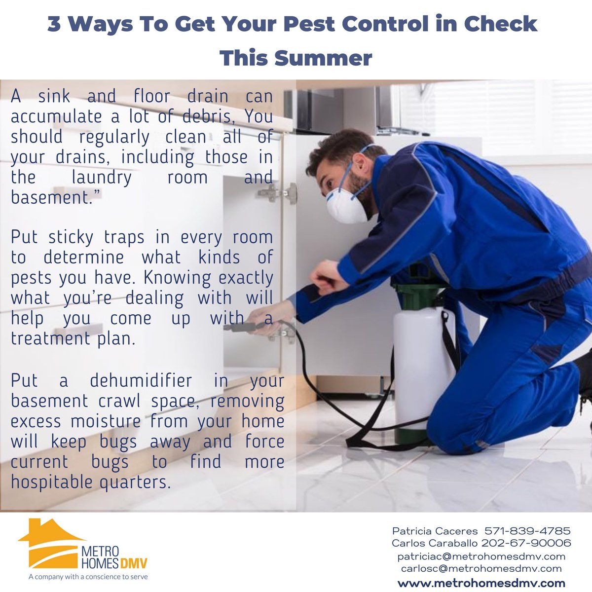 MetroHomesDMV's tweet photo. 3 Ways to get your Pest Control Check this Summer!

Summer is always a good season to take care of your home. Not only renovations are important, but having your house spot clean, and pest Free. 
#home #houseexpert #house #listreports #homeowner #realestate #realestateagent https://t.co/5QGxV7m1jn