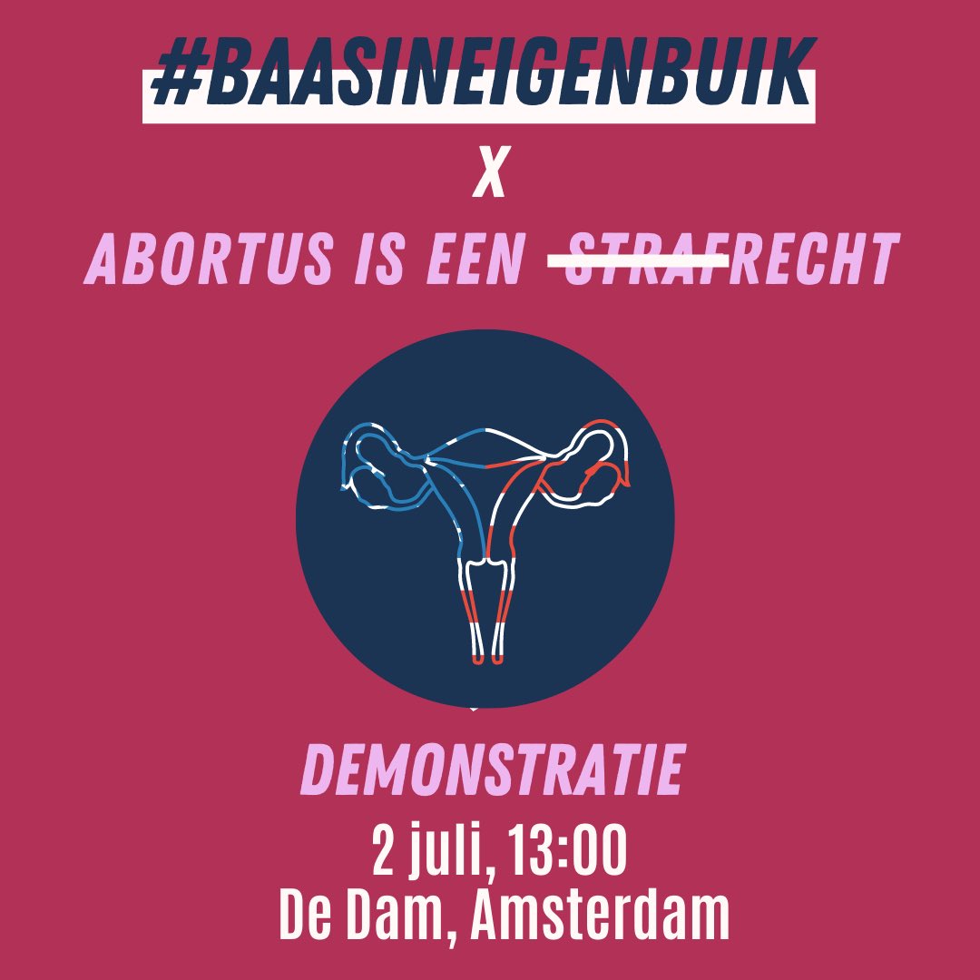 Spreek je uit voor het recht op abortus! Wie zien wij 2 juli op de Dam? Voor meer informatie kijk op fb.me/e/1LIm6XepS