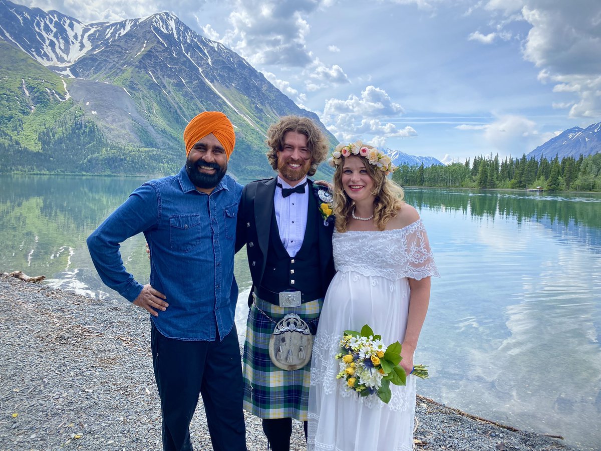 Jordan, who played bagpipes in my videos &amp; was my neighbour in wilderness of the Yukon, got married yesterday. Now I also have a sister-in-law in the Yukon. Not only this, in August, I'll be an uncle too. Coming baby already received first Bhangra lesson. Congratulations @JLincez