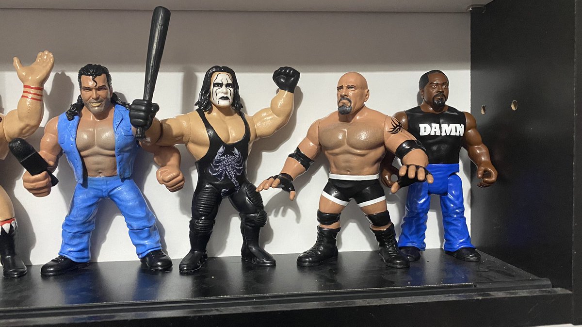 uk_wwf's tweet photo. Finally back on it thanks to hey-fever meds!!! I hate summer for this reason 😂 

WCW debut Scott Hall. 

Sting with baseball bat. 

Goldberg with vinyl tattoo and decals.

And DAMN! Ron Simmons 

@Sting  @Goldberg #cudtom #uk #figlife 
https://t.co/k2Ogk3ORjO https://t.co/JdwygEnP0a