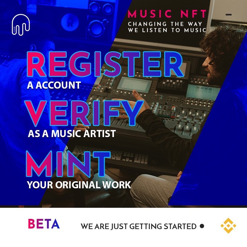 MuzixTheNetwork's tweet image. NFT MUSIC ARTISTS - join the beta at muzix 🔥🔥🔥 1️⃣: register a account 2️⃣: get verified using twitter 3️⃣: mint your original work 🔥🔥🔥 25 music artists will be granted 2500 $mzx our future token #metamask needed #splitpayments #musicroyalties #BSC #BNB #muzix #MusicNFTs