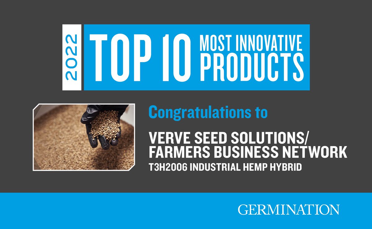 Super pumped about this award! #germinationmagazine #FBN #verveseeds #highperformancehemp