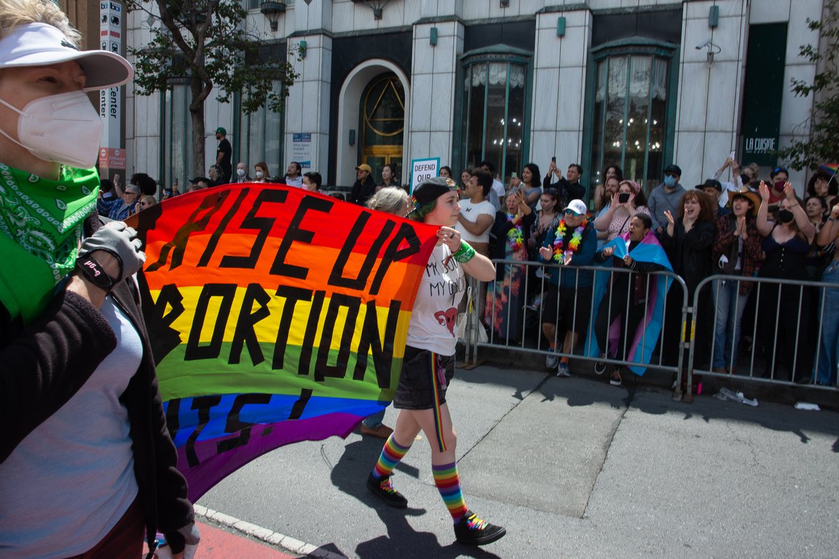 ProtestPix's tweet image. Day 3 of Post-Roe America. Day 3 in the streets for #RiseUp4AbortionRights Today, marching in resistance contingent in #Pride2022. Can't stop! Won't stop!