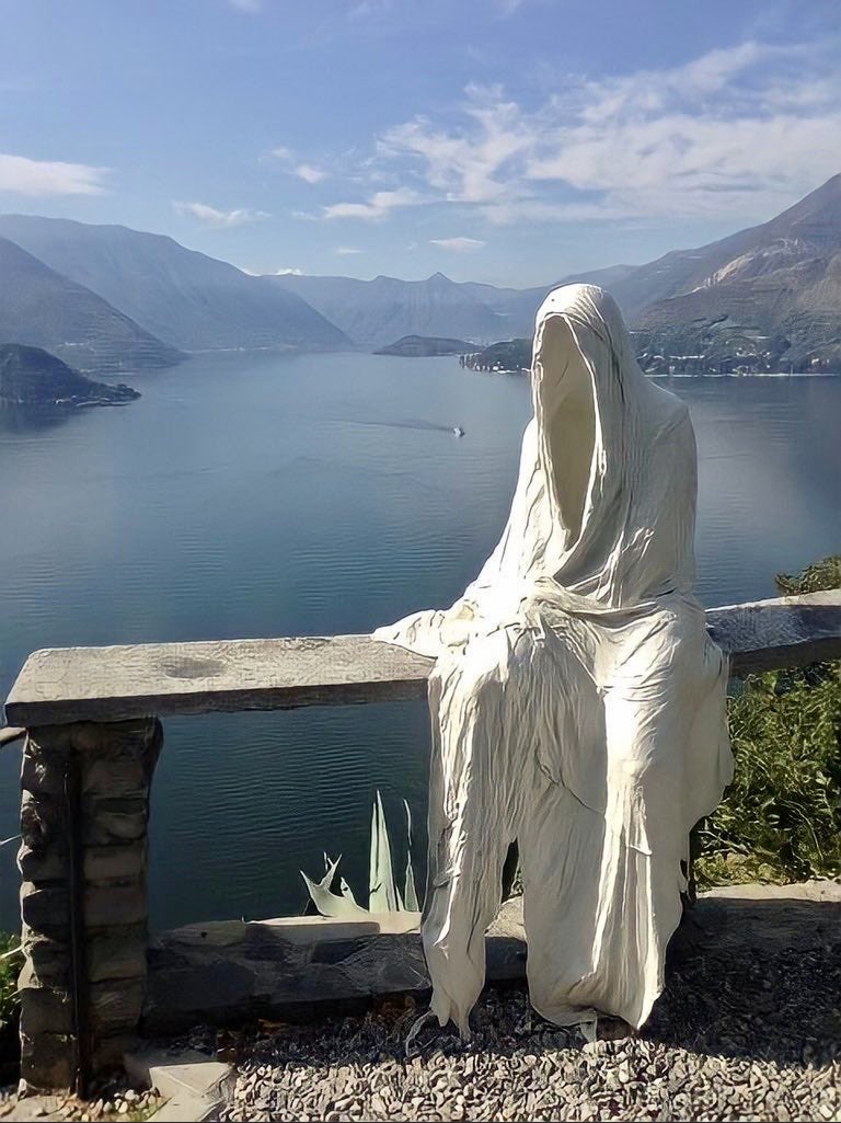 historydefined's tweet photo. A ghost sculpture at the castle of Vezio, Italy https://t.co/Ns7R1INB12