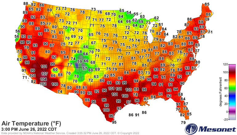 Today 26 June the US heat wave is wanin after weeks of scorching heat. Temperatures are increasing in the NW with the first moderate heat wave in WA and Canadian British Columbia.Yesterday it was very hot in Sacramento Valley with 108F at Redding and 107F at Fresno and Red Bluff