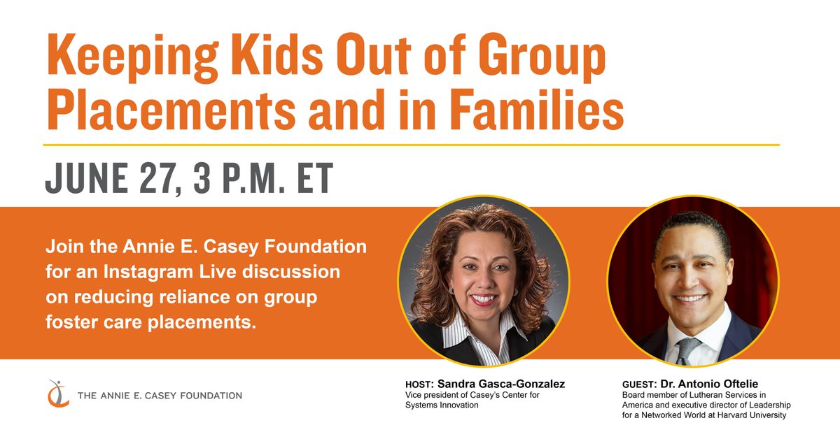 Lisa Hamilton (@lhamilton_aecf) on Twitter photo Join my colleague <a href="/SGascaGonzalez/">Sandra GascaGonzalez</a> on <a href="/AECFNews/">Annie E. Casey Foundation</a>’ Instagram, featuring guest <a href="/AntonioOftelie/">Dr. Antonio Oftelie</a>, for an important discussion on foster care reform. Join my colleague <a href="/SGascaGonzalez/">Sandra GascaGonzalez</a> on <a href="/AECFNews/">Annie E. Casey Foundation</a>’ Instagram, featuring guest <a href="/AntonioOftelie/">Dr. Antonio Oftelie</a>, for an important discussion on foster care reform.