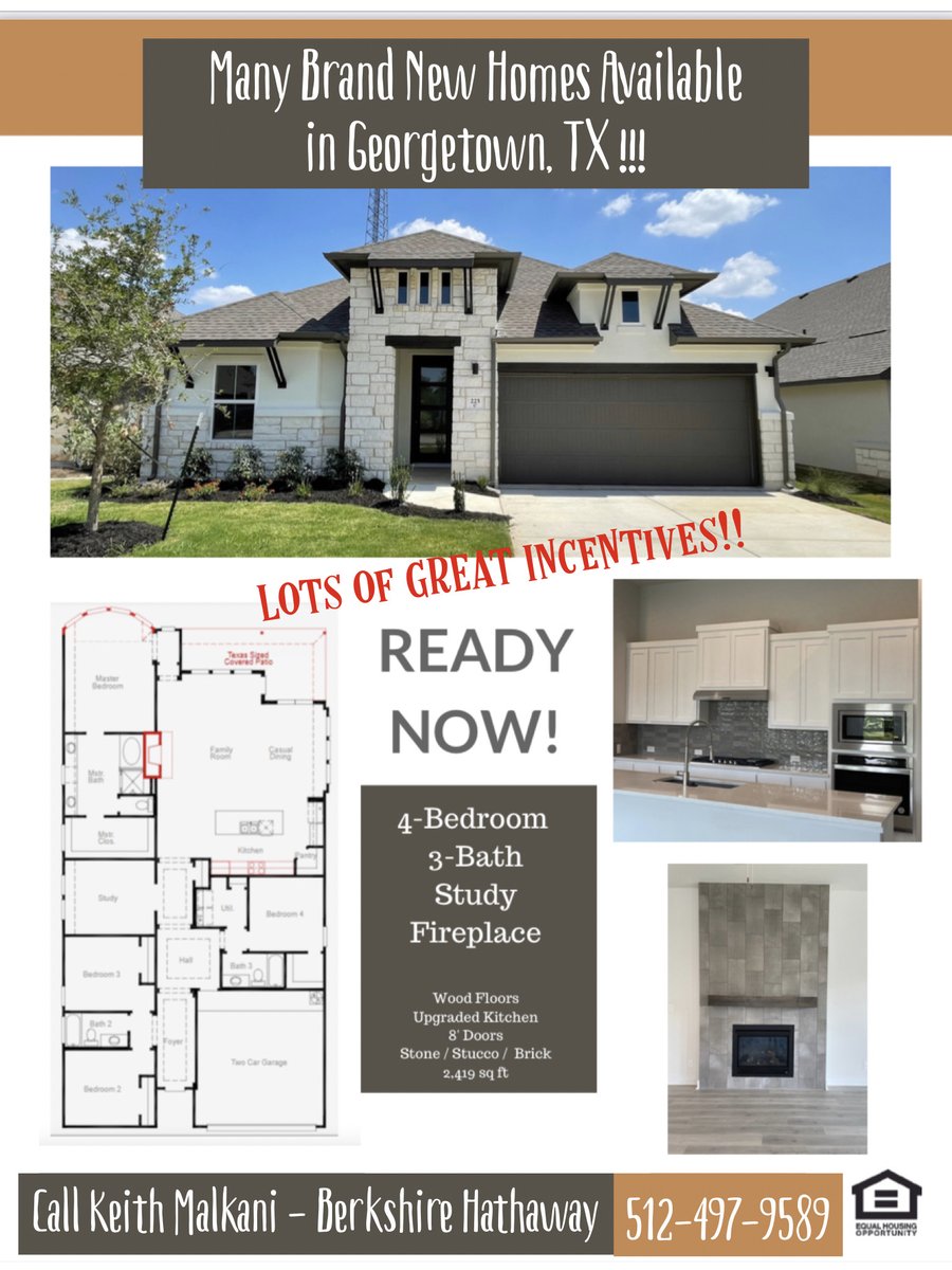 KeithMalkaniUSA's tweet photo. Looking for your dream home? or next home? Your rent will continue to rise. Georgetown, TX (near Austin, TX) at $650k with lots of great incentives!Let's get started! #realestateagent #austinrealestate #AustinTX #georgetownrealestate #buywithkeith #sellwithkeith #newhome https://t.co/ej8TW04h4q