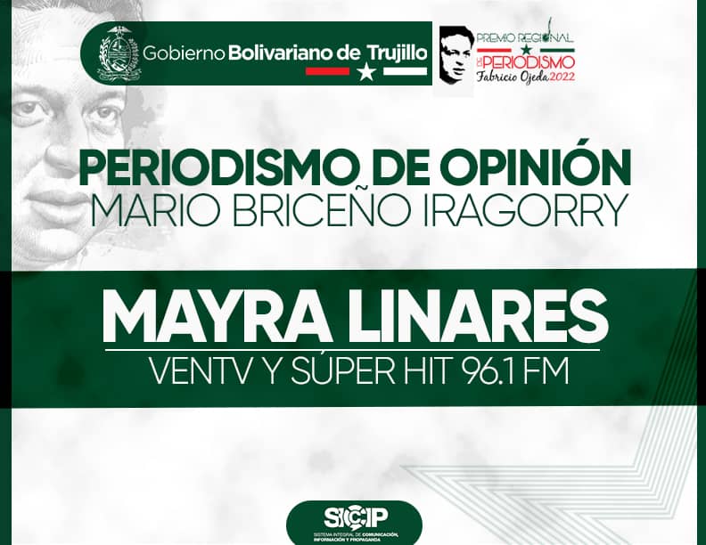 GobTrujillo's tweet image. ATENCIÓN 🔎 || Estos son los ganadores del Premio Regional de Periodismo "Fabricio Ojeda" 2022

📌 La periodista Mayra Linares ganó en la categoría Periodismo de Opinión. 

¡Felicidades!
#VacúnateEvitaLaCovid