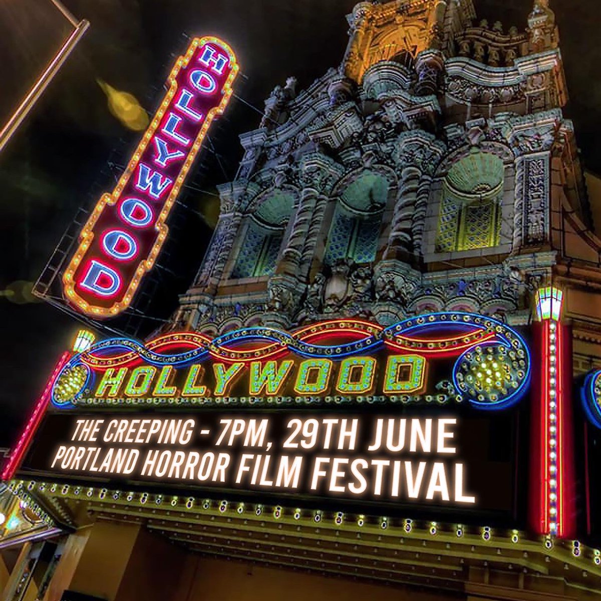 TheCreepingFilm's tweet photo. The Creeping is the opening night film at the wonderful @portlandhorror. What an honour to open such a cool festival in such an incredible cinema @HollywoodTheatr.
#TheCreepingFilm #PortlandHorror #PHFF https://t.co/wz5rFBA50e https://t.co/LVSedt8eeL
