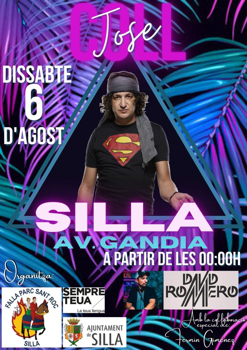 FallaP_SantRoc's tweet photo. Fallers i falleres!! Dissabte 6 d'agost 🗓, gaudirem d'una nit única🪩, amb la meravellosa actuació de Jose Coll Dj i David Romero. La Falla Parc Sant Roc us espera en l'avinguda Gandia📍a partir de les 00:00 h🕛.
Esteu preparats?🎧👨🏻‍🎤 #JoseColl #DavidRomero #6agosto #diadelcrito https://t.co/ZiDZJrCOdY