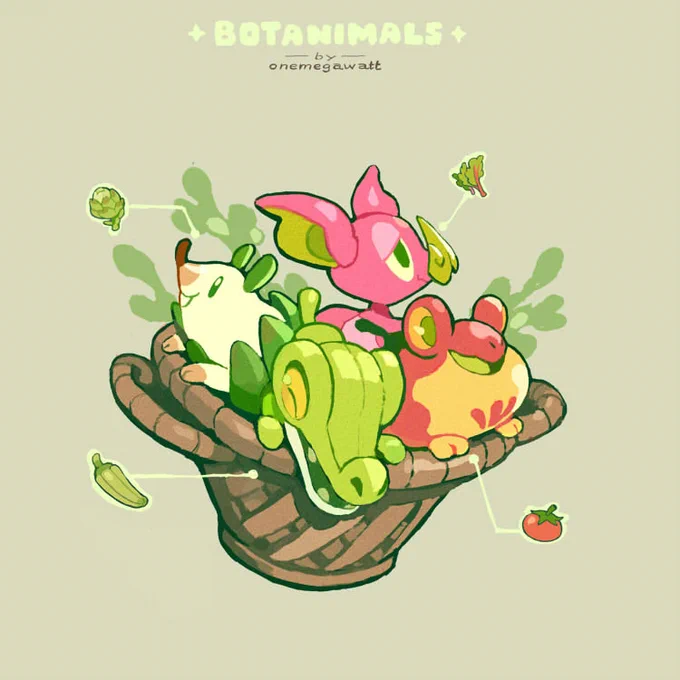 drawing silly little creatures chilling in containers brings me joy #EliosBotanimals 