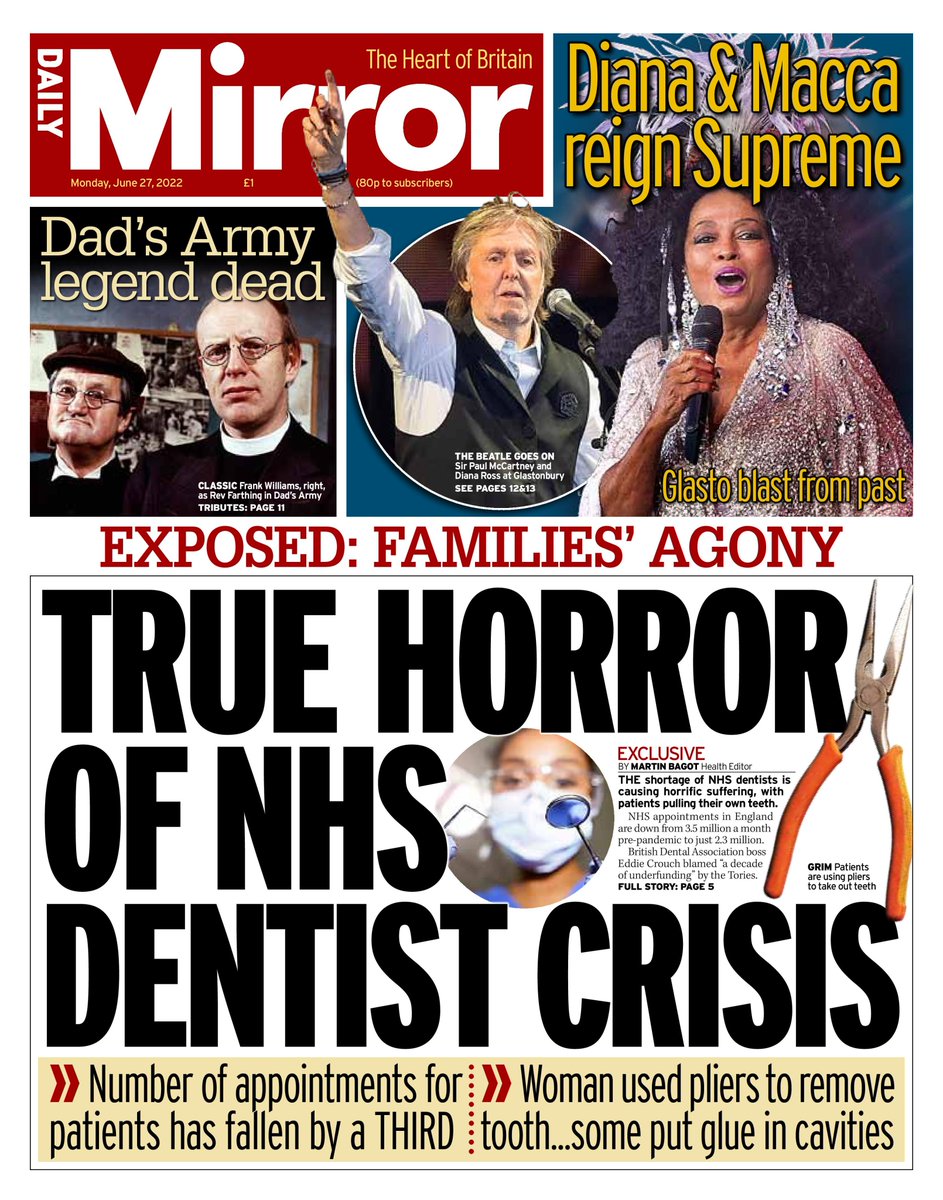 Tomorrows Papers Today on Twitter "Monday's Mirror True horror of NHS
