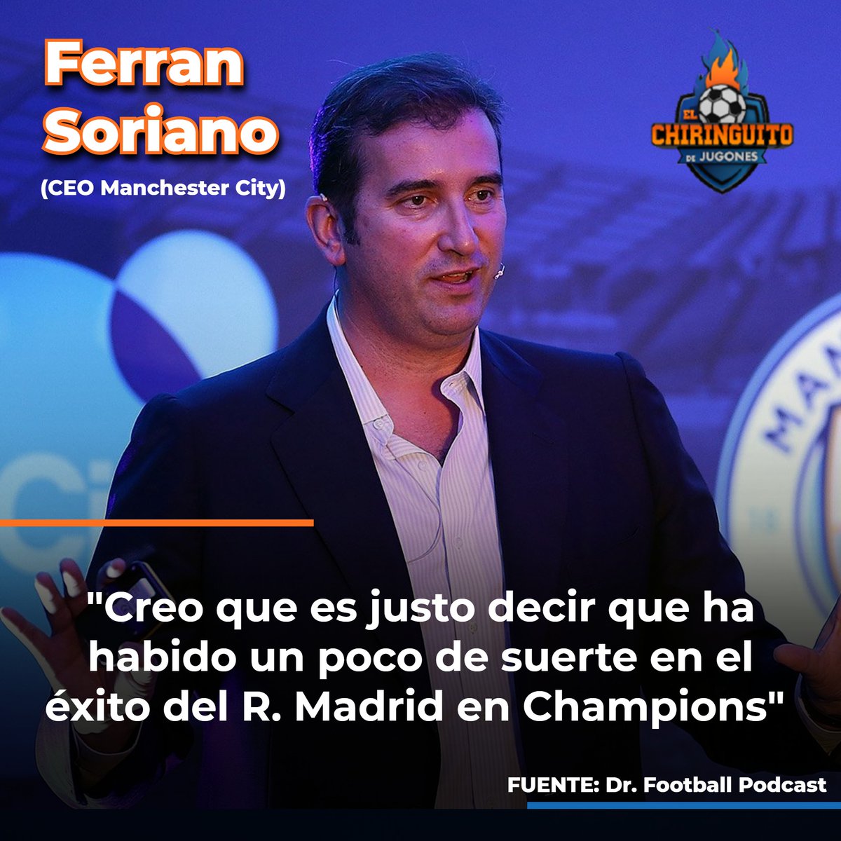 elchiringuitotv's tweet photo. 😳"Tal vez podría decir que el REAL MADRID mereció PERDER contra PSG, Chelsea, City y Liverpool".

🤔¿Se equivoca Ferran Soriano, CEO del City?
🔁RT - SÍ
❤️MG - NO https://t.co/tZ0H92T8DK