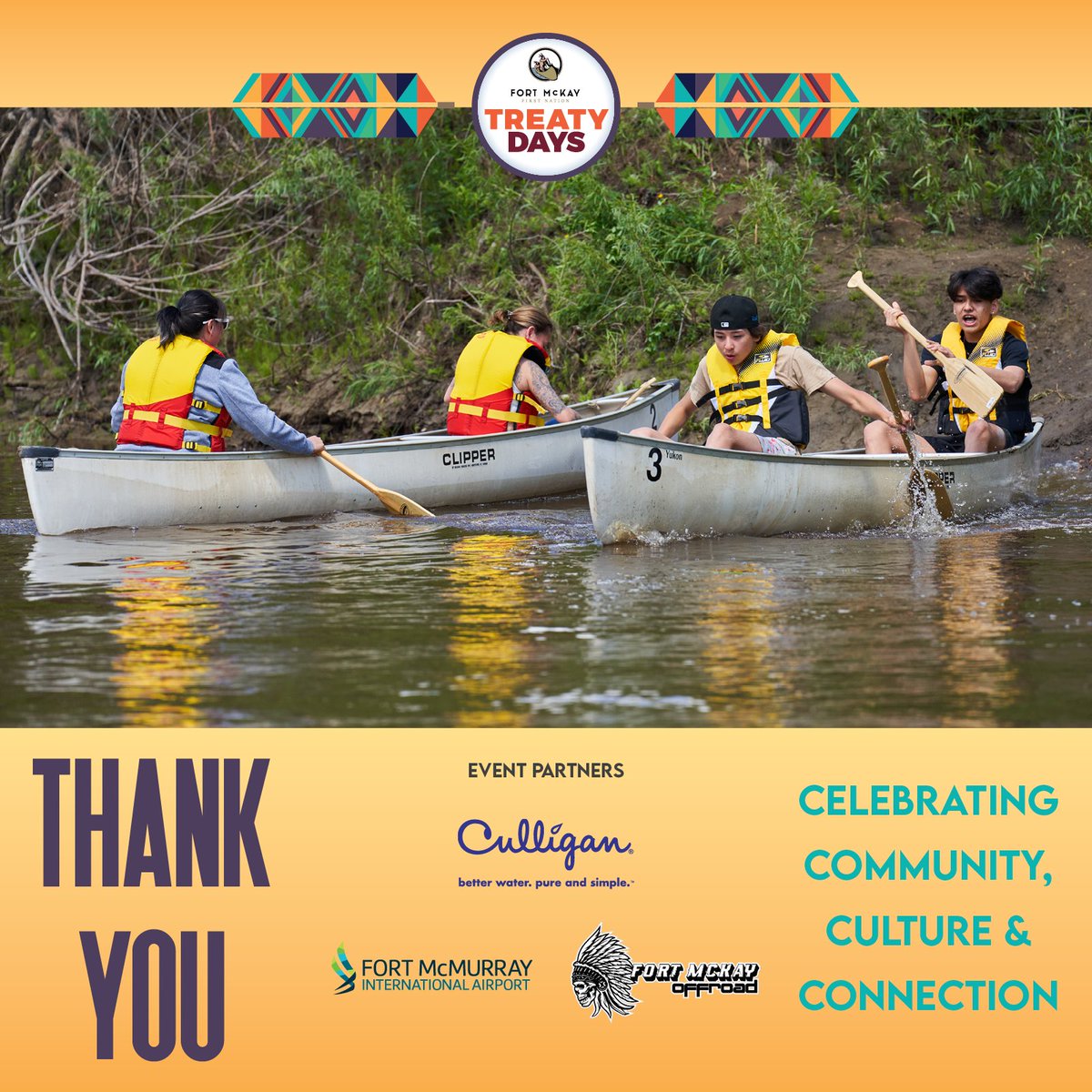 Thank you Event Partners Culligan Water Fort McMurray, <a href="/FlyYMM/">Fort McMurray Airport</a>, and Fort McKay Offroad. Your support helped make Treaty Days 2022 a success for the community!
#FMFNTreatyDays