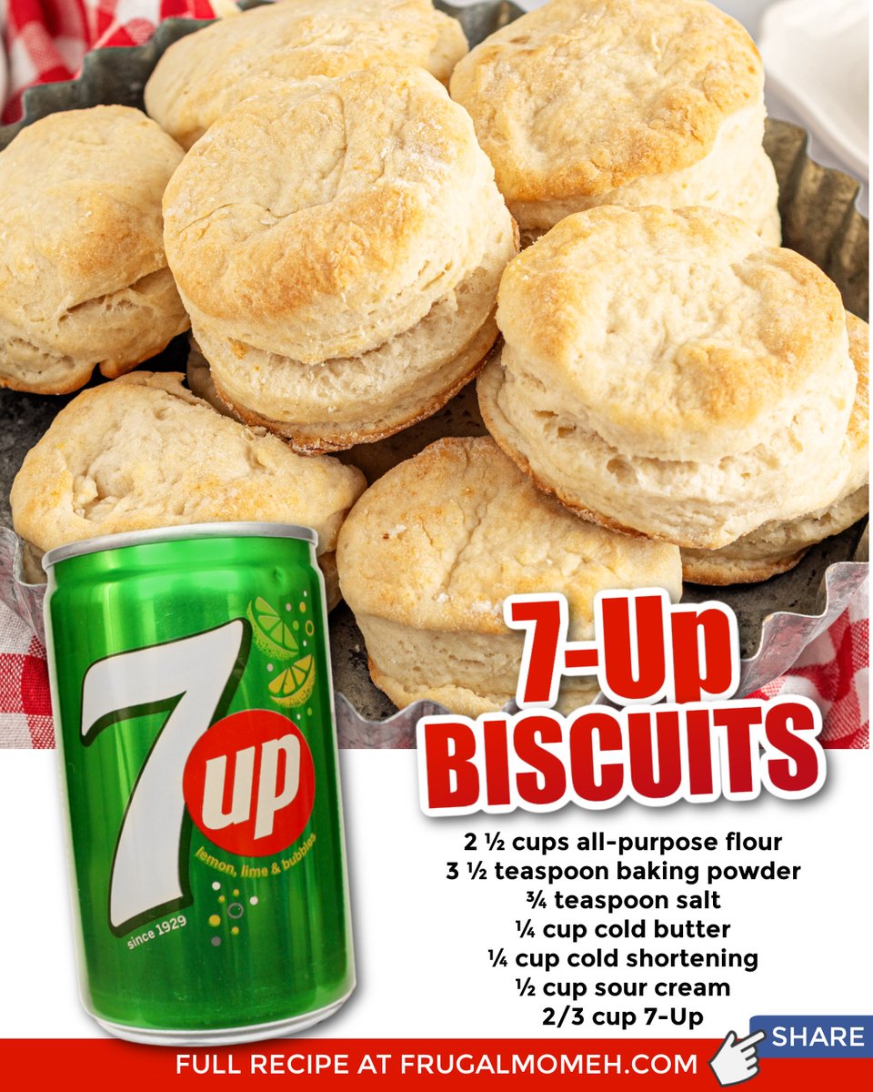 This easy 7-Up biscuits recipe makes fluffy, golden biscuits made with just a few simple ingredients and are ready in about 30 minutes!

Get the FULL recipe &gt;&gt; frugalmomeh.com/7-up-biscuits.…