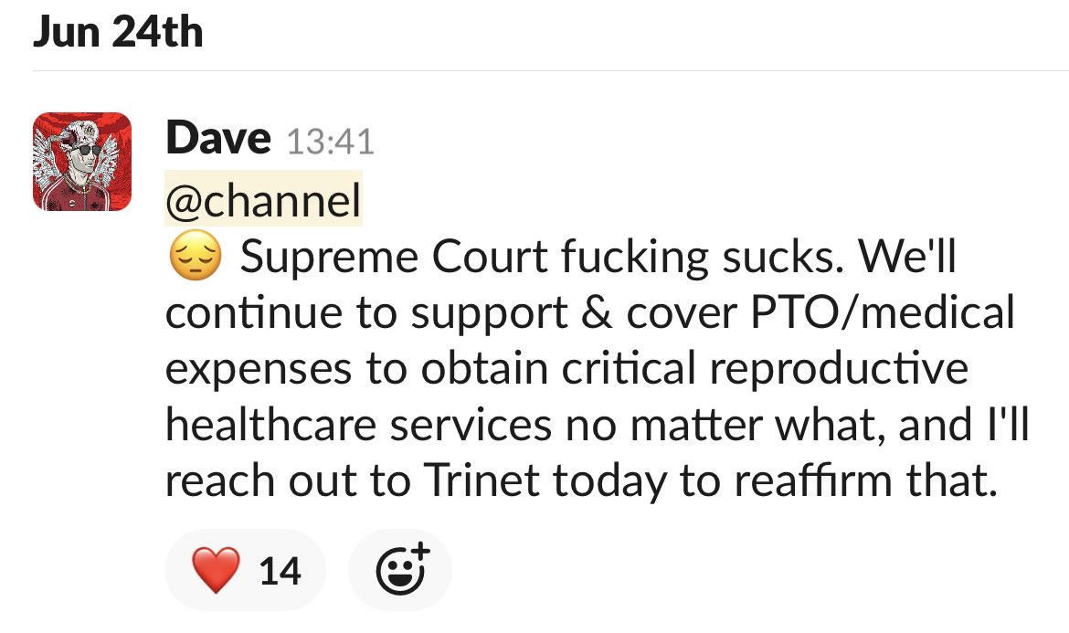 dgoldzz's tweet photo. the parent co behind @barrelDAO has 16 FTEs and is 50% female.

we’re one of very few alcohol companies not dominated by men, and that honor will prob hold true for our work in crypto/NFT space

as the ceo, here’s what I sent the team the day we got news of supreme court decision https://t.co/WkKf8oVldF