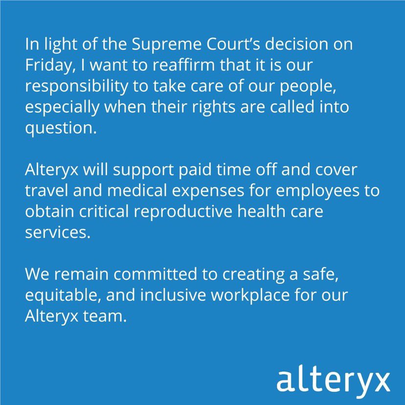 A statement from CEO @alteryxmark.