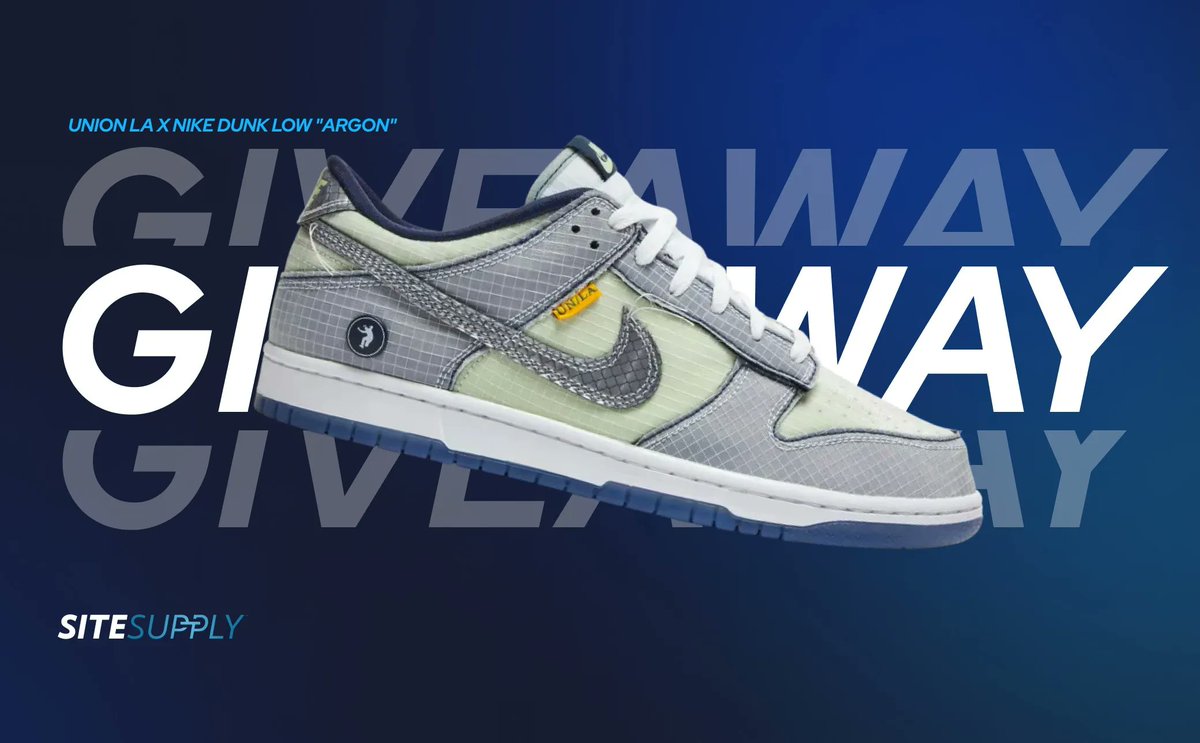 🎉 5 Year Anniversary Giveaway #2 🎉

Prize 🎁
- 1x Union LA x Nike Dunk Low "Argon"

📝 To Enter:

1️⃣ Retweet &amp; Like
2️⃣ Tag a friend
3️⃣ Must be following <a href="/TheSiteSupply/">SiteSupply</a>

Winner drawn in 24 hours leading into the next giveaway! ♥️
