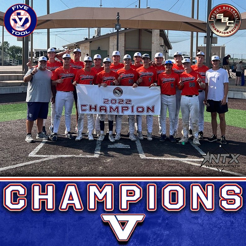 FiveToolTexas's tweet photo. 🏆 Champions 🏆

Congrats to @DTigerBaseball Bergman on winning the 16U Championship of the @ntxtourney #SBCInvitational.

#WatchEm https://t.co/C055Z5JEoF