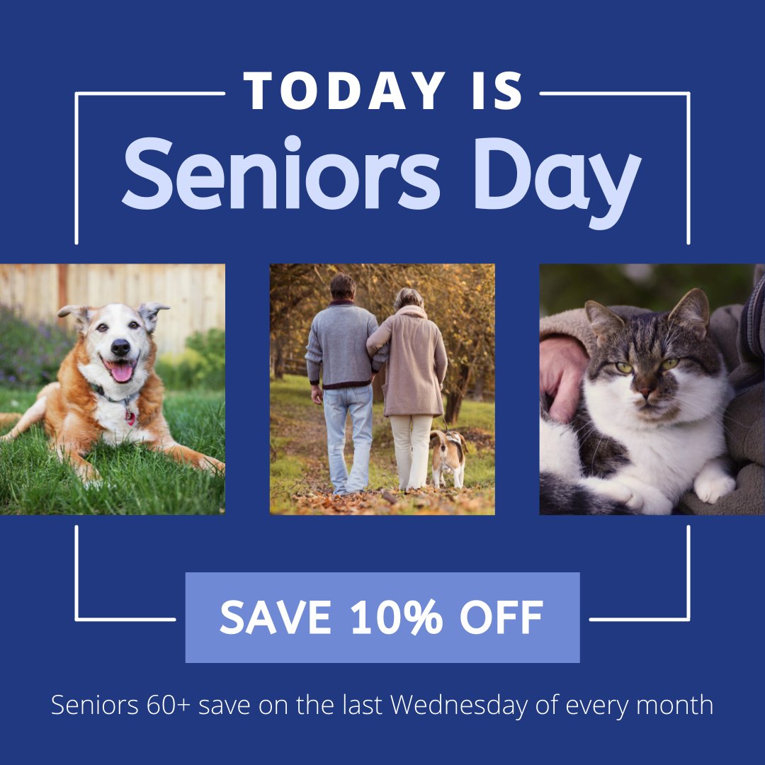 TODAY IS SENIORS DAY!

Seniors 60+ receive 10% off their purchases the last Wednesday of every month.

Drop by the store, say hello and get whatever you need for the special pets in your life.

(519) 348-4023
bbpetsupplies@gmail.com
#mitchellontario #bbpetsupplies #seniorsday
