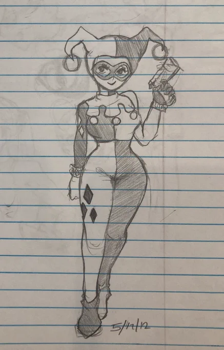 [2012] i drew harley quinn!! i love how u can tell what manga i was reading each year bc this was definitely my one piece era 