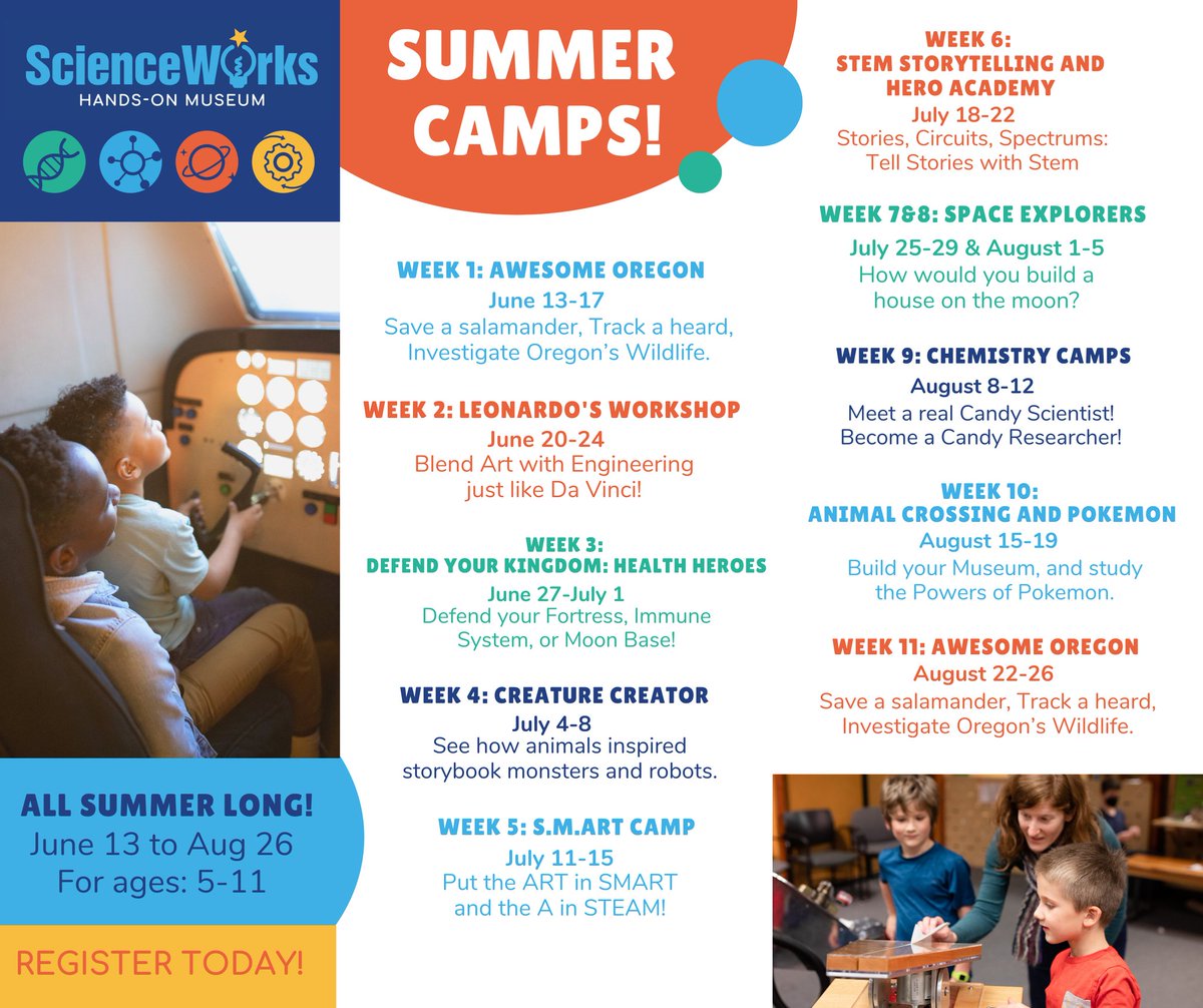 Science_Works's tweet image. The week of July 4th, Creature Creator Camp is up to 40% off! Sign up today. Additional member discounts are available as well!

ow.ly/65Yt50JHvK9