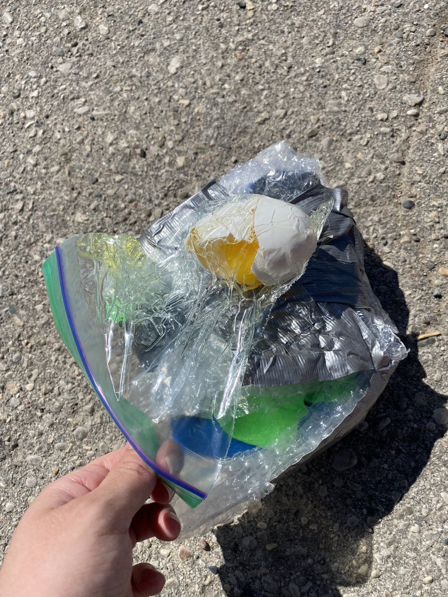 Egg Drop Challenge from the school roof! Thanks to Mr. McNeilly and Ms. M for helping us out. 2/6 eggs did not crack! 🥚✅ <a href="/wilton_grove/">Wilton Grove P.S.</a>