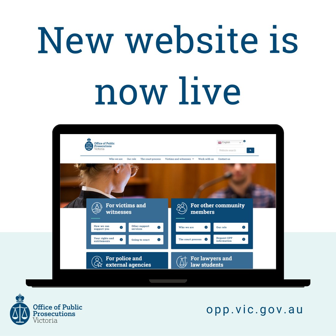 Our new website and 16 part video series – Examining the Prosecution Process – presented by Richard Roxburgh is now live at opp.vic.gov.au
