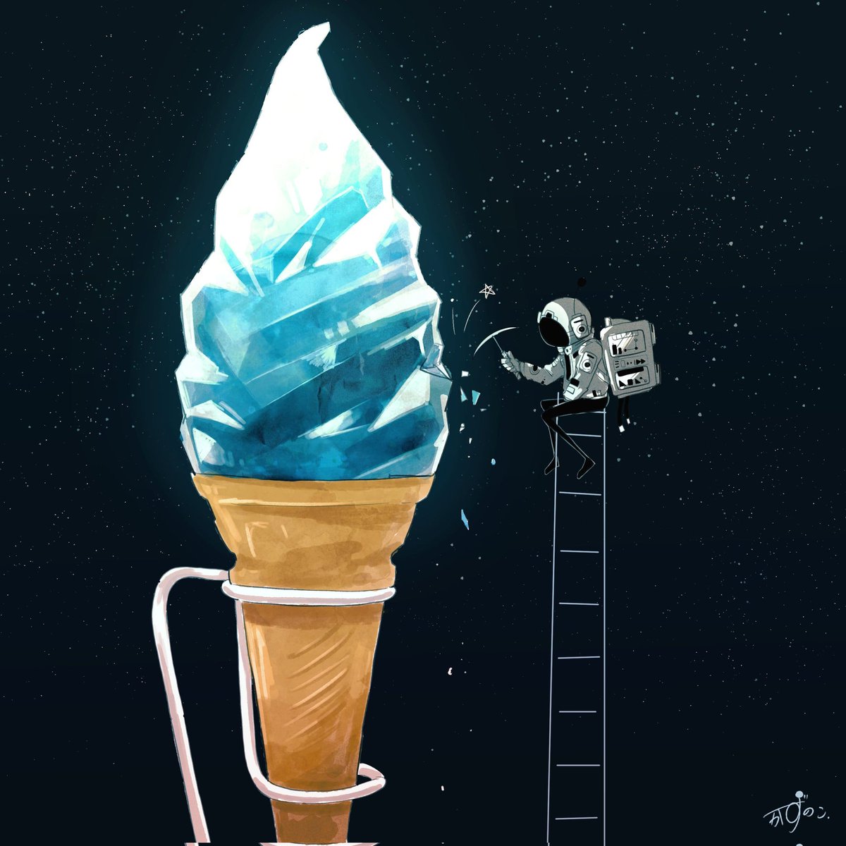 「暑いからアイスとかの絵まとめ 」|かずのこのイラスト