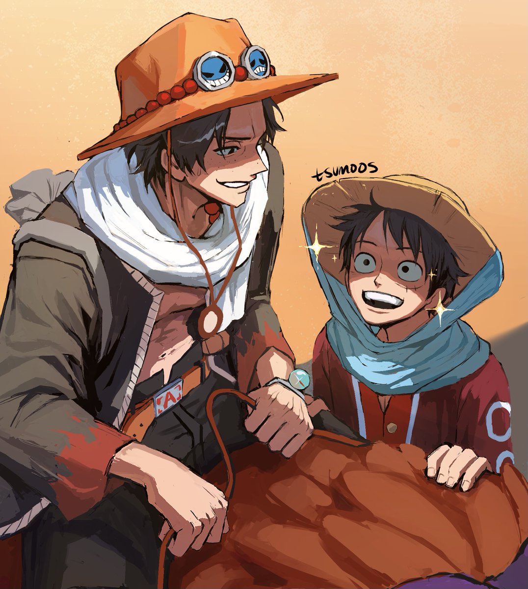 モンキー・D・ルフィ 「alabasta ace and luffy #ONEPIECE 」|linda 🤠のイラスト