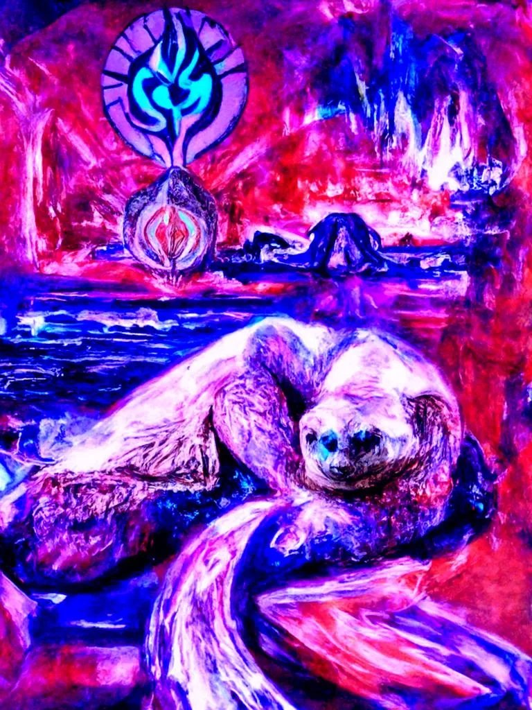 Prompt: The incredibly large sloth, in a lotus position, glowed in meditative radiance.

Modifiers: astral elemental tornadic seascape fire earth art radiant mixed media [...full list at link]

- made with <a href="/NightcafeStudio/">NightCafe Studio</a>

#aiart #nightcafe #digitalart 
creator.nightcafe.studio/creation/H8dgg…