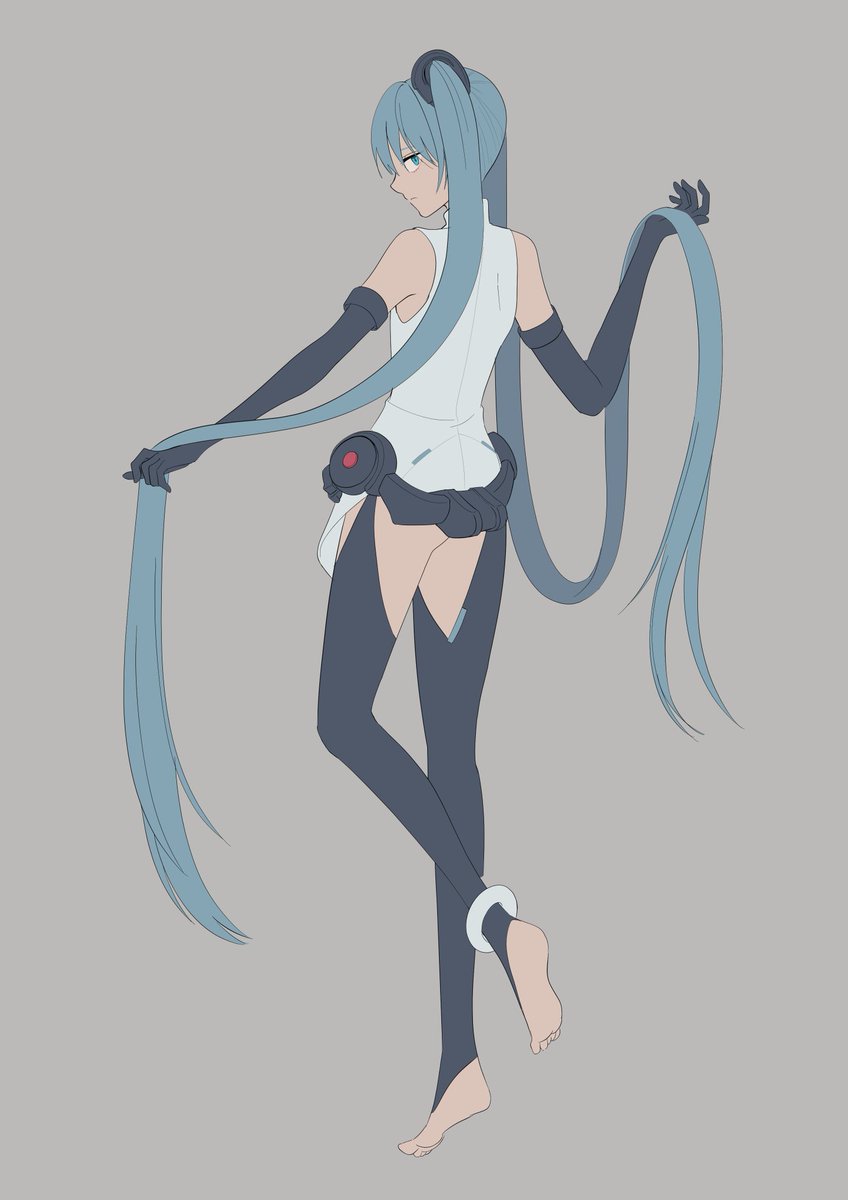 初音ミク ,初音ミクappend 「竹知あきこさんのappendミクさん!髪をつかんで、ちらりとこちらを振り返る姿が」|piapro(ピアプロ)のイラスト