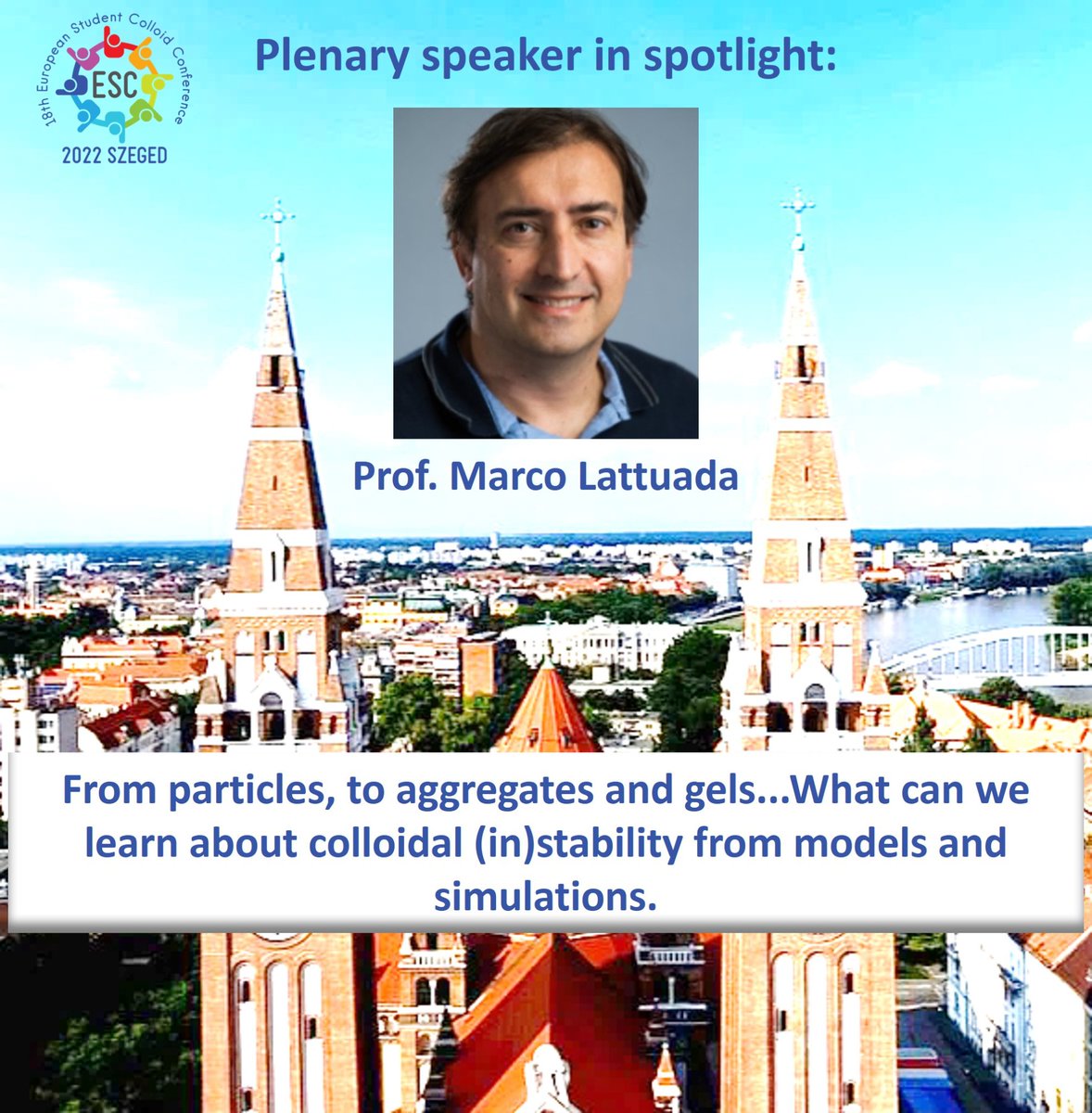 The 18th European Student Colloid Conference (escconf2022.mke.org.hu) starts today with the plenary talk given by Prof Marco Lattuada from <a href="/unifrChemistry/">UnifrChemistry</a>. Great opportunity for students to learn, practice and network. #ESCSzeged