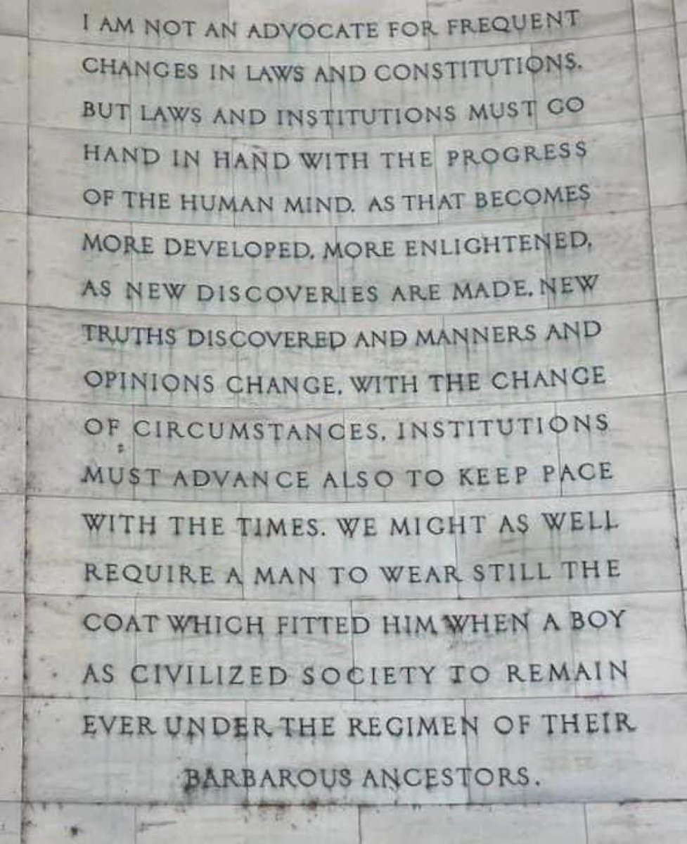 martinwalsh's tweet photo. @douglasblackmon @mikejason73 Quote by Thomas Jefferson on Panel Four of the Jefferson memorial in Washington D.C. 👇 https://t.co/yOFoz35FVq
