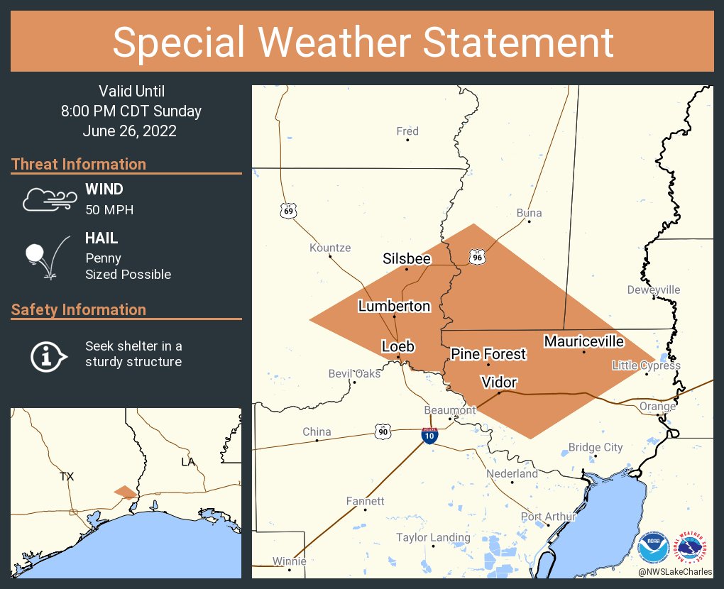 NWS Lake Charles on Twitter "A special weather statement has been