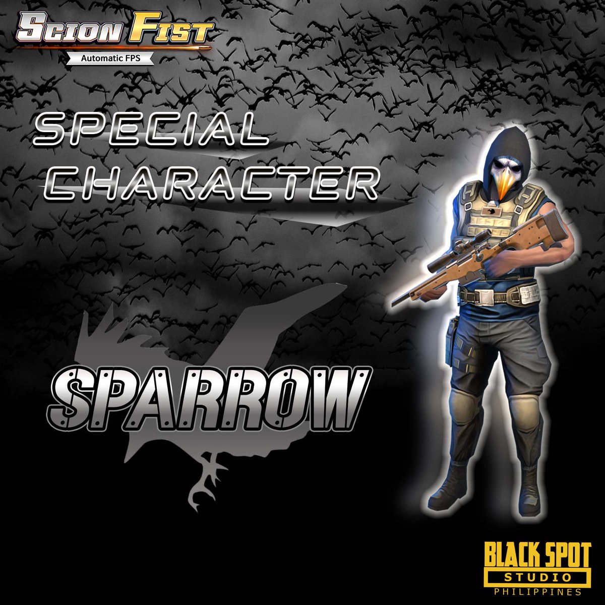 ScionFist_PH's tweet photo. We still have another special character. His name means power. This character has a big power to win the battle. Our special character - SPARROW.
#ScionFistPH #FPS #ShootingGame #Action #thrill #BlackSpotStudioPH #GunsAndWeapons #Games #OnlineGames #Android #IOS #VideoGaming https://t.co/1E2LmpcldX