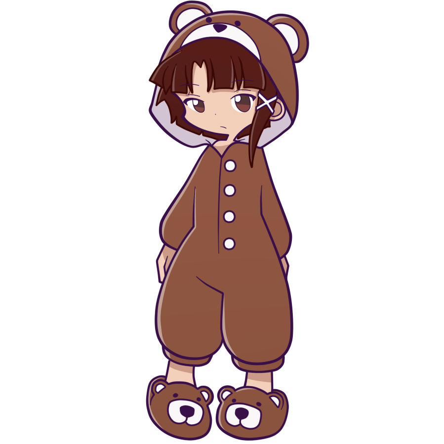 1girl bear costume solo animal costume brown hair hair ornament brown eyes  illustration images